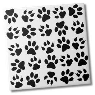 Carreau Cute noir blanc animal de compagnie chien Motif mâ