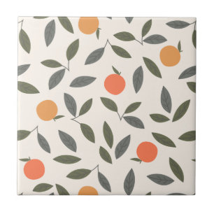 Carreau Cute Orange et Motif Feuille