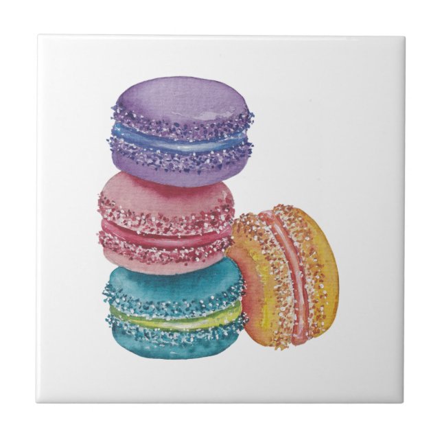 Carreau Cute Rainbow Macaroons In Watercolor (Devant)