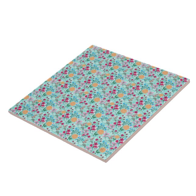 Carreau Cute rose et bleu Petit motif floral (Côté)