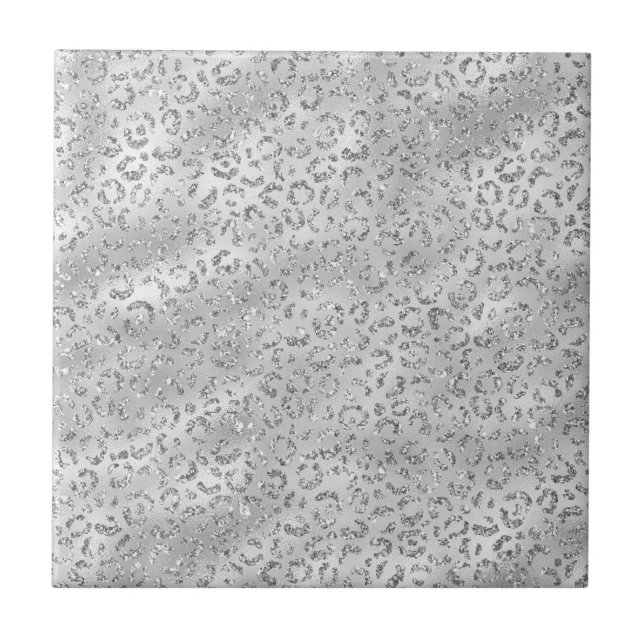 Carreau Cute Silver Cheetah Leopard Motif d'impression (Devant)