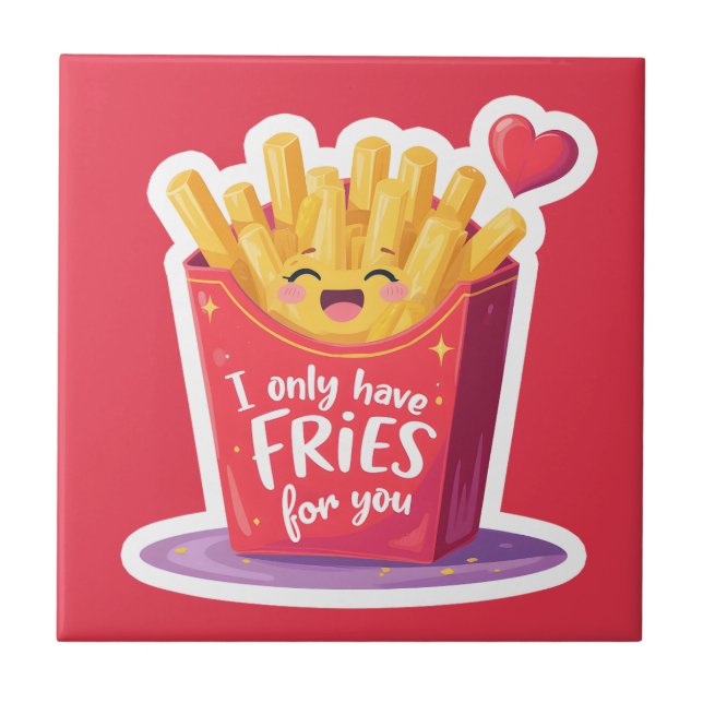 Carreau Cute Valentine French Fries Pun (Devant)