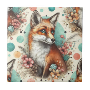 Carreau Cute Vintage Watercolo Fox peinture