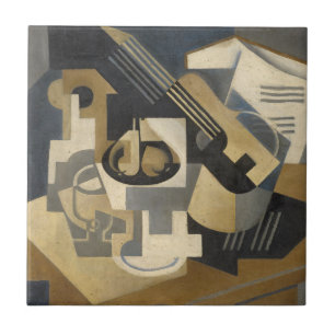 Carreau Cuvette de guitare et de fruit sur un Tableau,