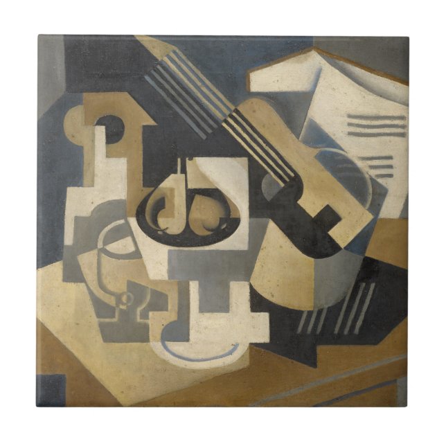 Carreau Cuvette de guitare et de fruit sur un Tableau, (Devant)