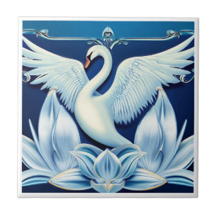 Carreau Cygne Art déco et lys