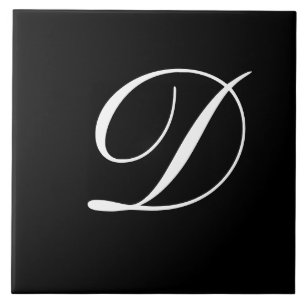 Carreau D Monogramme initial blanc sur noir