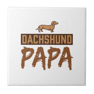 Carreau Dachshund Papa Gravure Vintage Dessin Papa Chien D