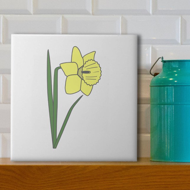 Carreau Daffodile botanique Pastel Flower (Daffodil White Ceramic Tile)
