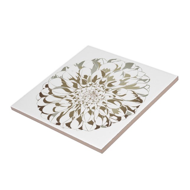 Carreau Dahlia flower ceramic tile - brown tones (Côté)
