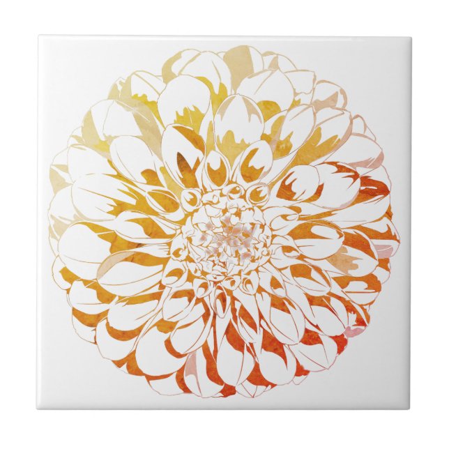 Carreau Dahlia flower ceramic tile - rusty tones (Devant)