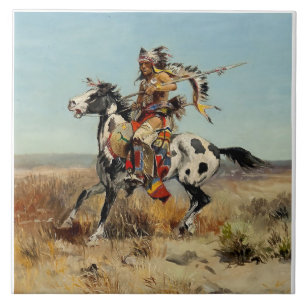 Carreau "Dakota Chief" Art occidental de Charles M Russell