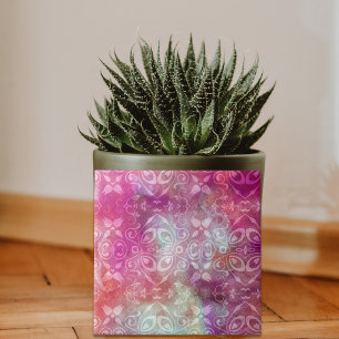 Carreau Damas blanc Vintage dégradés sur Aquarelle rose