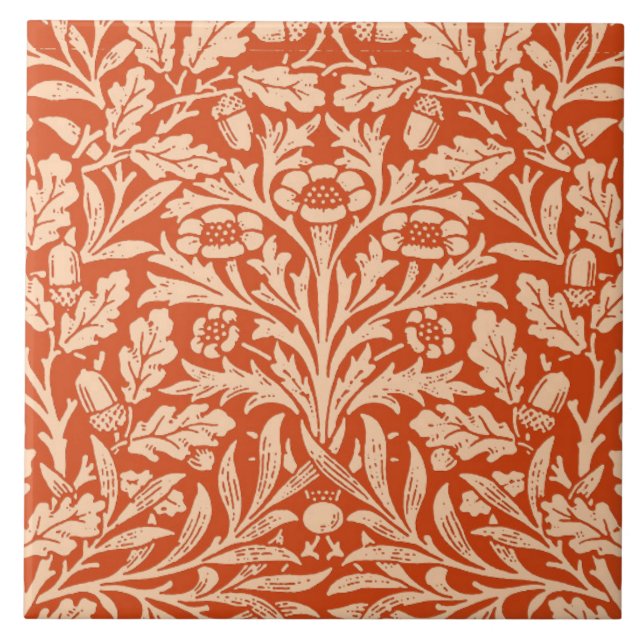 Carreau Damas florales Art Nouveau, Mandarin clair Orange (Devant)