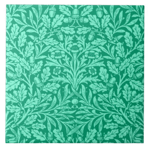 Carreau Damas florales, turquoise et Aqua Cer Art nouveau