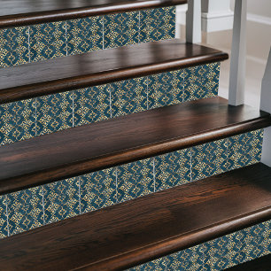 Carreau Damas marocain classique - Bleu profond & Or