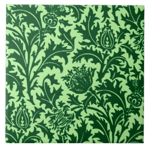 Carreau Damassé de chardon de William Morris, vert vert