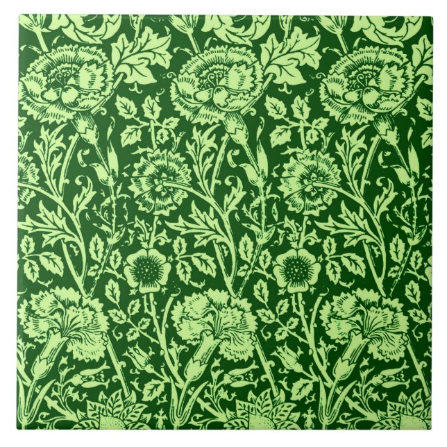 Carreau Damassé d'oeillet de Nouveau d'art, Forest Green (Devant)