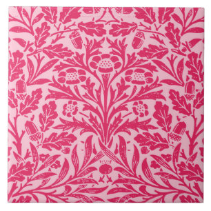 Carreau Damassé florale de Nouveau d'art, rose fuchsia