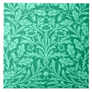 Carreau Damassé, turquoise et Aqua floraux de Nouveau