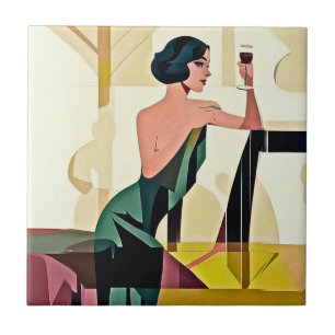 Carreau Dame déco dans l'art moderne vert