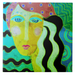 Carreau Dame Gitane Portrait numérique abstrait d'une femm
