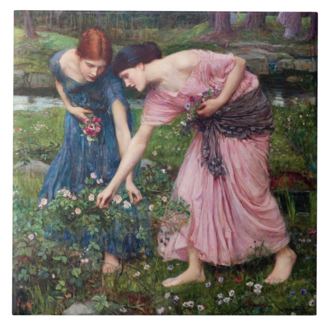 Carreau Dames à cueillir des Roses, John William Waterhous (Devant)