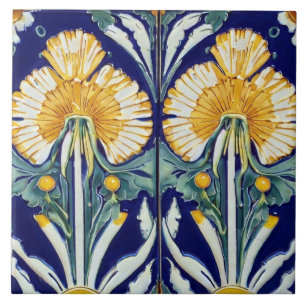 Carreau Dandelion Fleur Art Nouveau Déco Jaune Floral