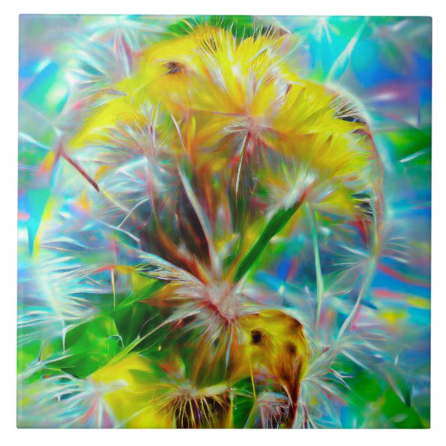 Carreau Dandelions Ethereal dans Neon Dreamscape (Devant)