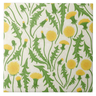 Carreau Dandelions, vert, jaune et blanc