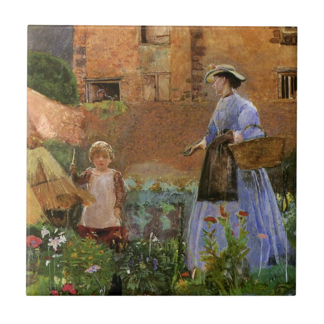 Carreau Dans un jardin à Cookham par George John Pinwell (Devant)