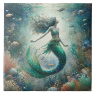 Carreau Danse océanique éthérée de Sirène - Carrelage déco