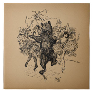 Carreau Danse Ours Cirque Vintage Art