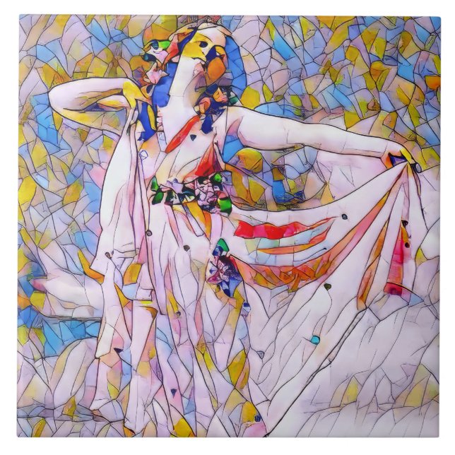 Carreau Danseur en verre tendu en robe de souffle (Devant)
