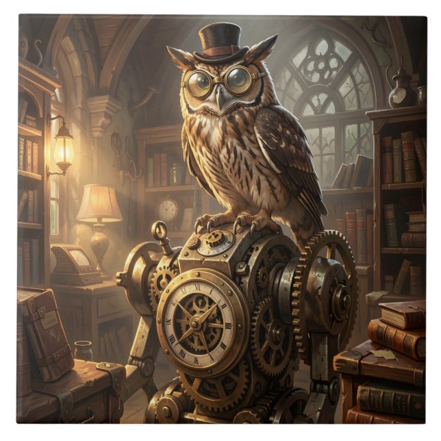 carreau d'art en mécanique horlogère de hibou stea (Devant)