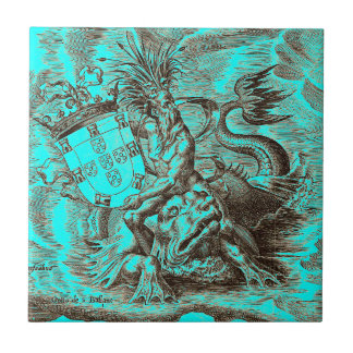 Carreau Dauphin d'équitation de Poseidon de carte du monde