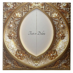 Carreau de céramique à cadre doré orné