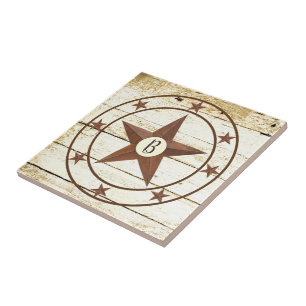 Carreau de céramique à roue étoile rustique Monogr