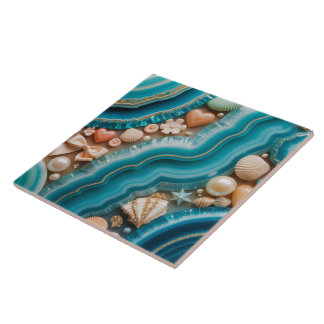 Carreau de céramique agate et géode