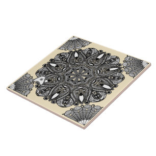 Carreau de céramique beige B "La touche d'infini"