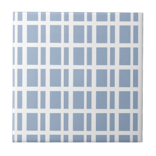 Carreau de céramique bleu et blanc rayé