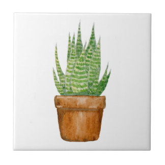 Carreau de céramique d'Aloe Vera en pot