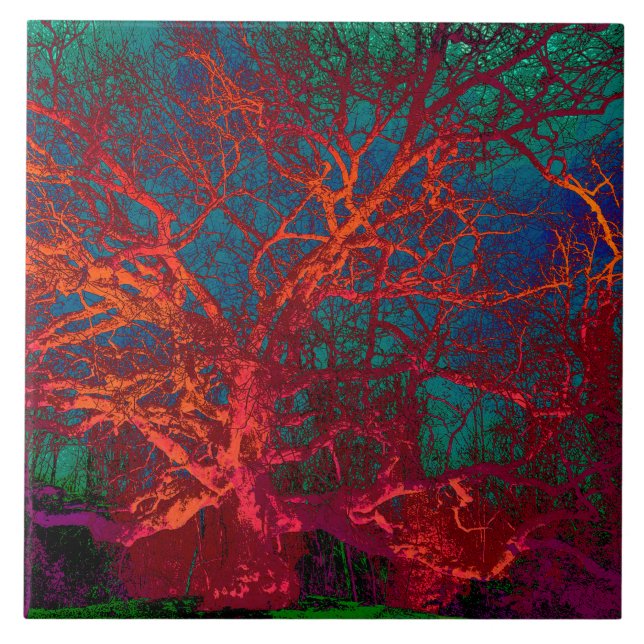 Carreau de céramique d'arbre rouge (Devant)