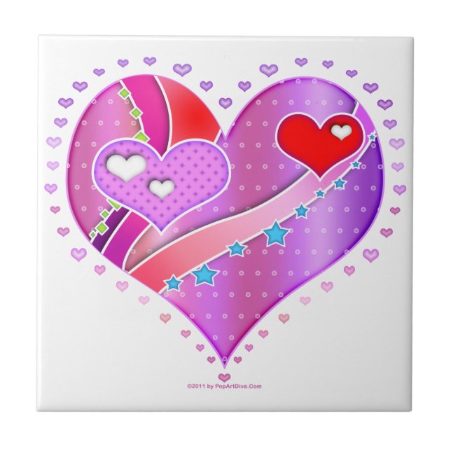 Carreau de céramique de coeur rose et rouge de (Devant)