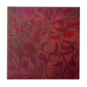 Carreau de céramique de dentelle rouge victorienn