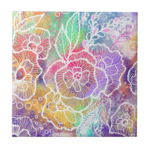 Carreau de céramique de fleurs colorées