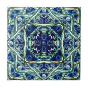 Carreau de céramique de mandala de la terre bleue