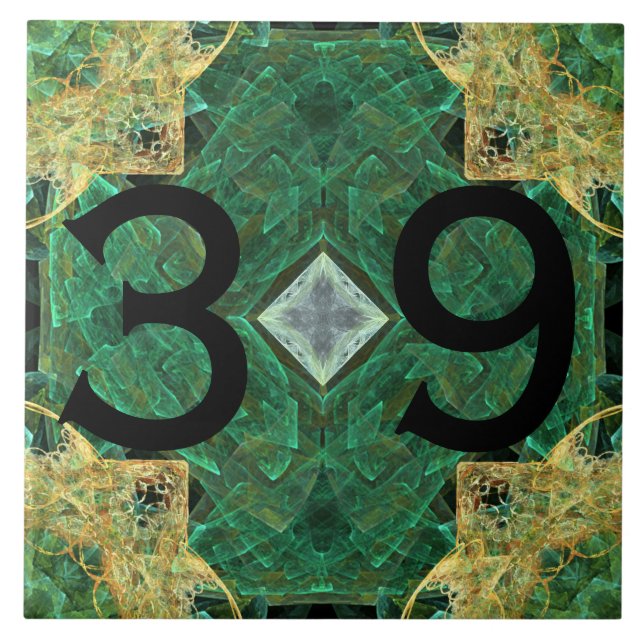 Carreau de céramique de motif de vert d'or de (Devant)