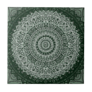 Carreau de céramique de motif vert du Moyen-Orien
