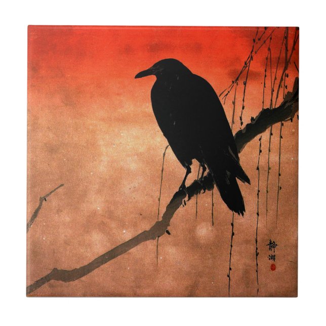 Carreau de céramique de Raven de Japonais (Devant)